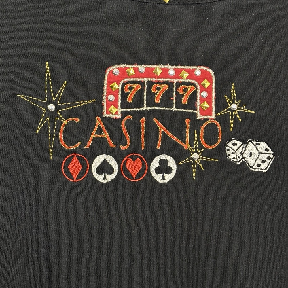 Vtg Blair Black Casino Theme 3/4 Length Sleeve Shirt Size Large - Picture 3 of 4